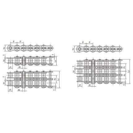 Chaîne à rouleaux de précision à pas court de type goupille fendue de la série A