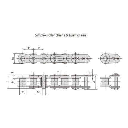 Chaîne à rouleaux de précision à pas court de la série A