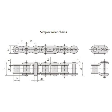 Chaînes à rouleaux de précision à pas court de la série B
