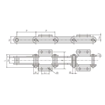 chaîne transporteuse avec accessoires