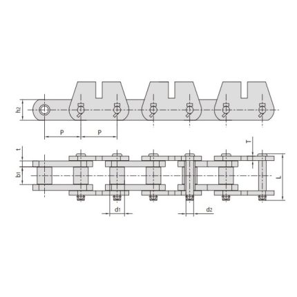 chaîne transporteuse avec accessoires
