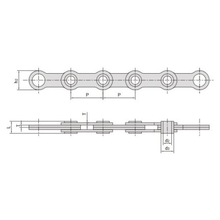 chaîne à feuilles en épingle creuse
