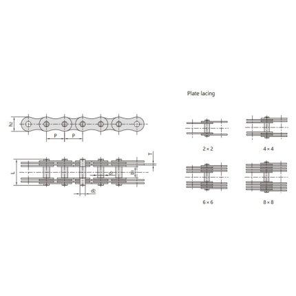 chaîne à goupilles multiplaques