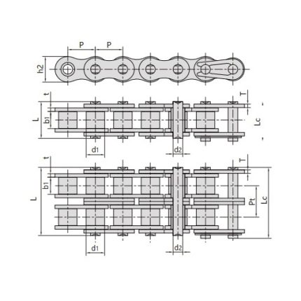 chaîne à rouleaux autolubrifiante à pas court