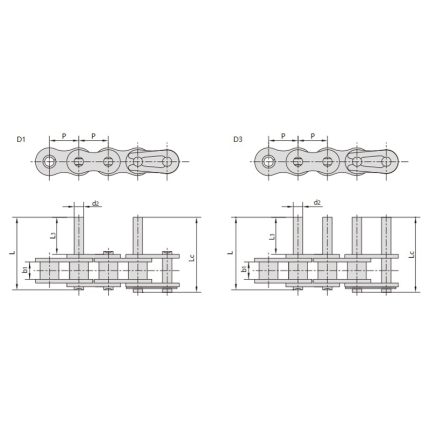 chaîne transporteuse à pas court avec extension