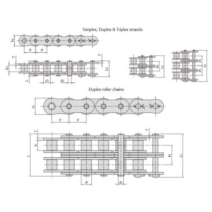 chaîne à rouleaux à pas court et à haute résistance