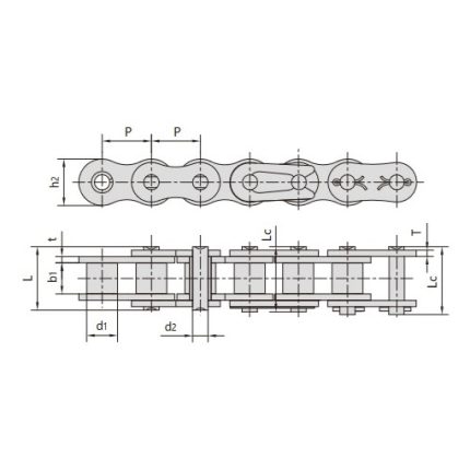 chaîne à rouleaux nickelés à pas court résistante à la corrosion