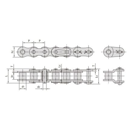 chaîne à rouleaux à pas court en acier inoxydable