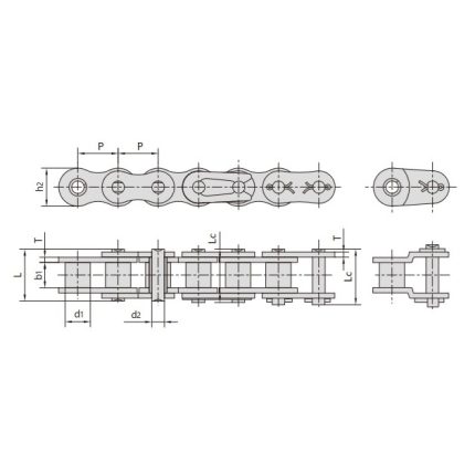 chaîne à rouleaux à pas court en acier inoxydable